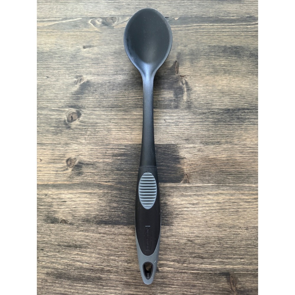Rubbermaid Nylon Mixing Spoon 13in Black Gray Excellent Heat Resistant